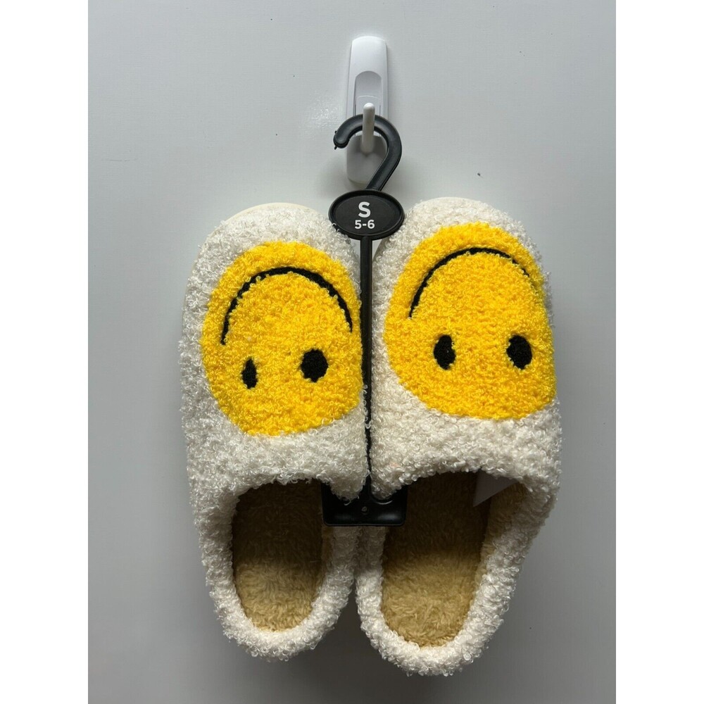 Women's-Smiley Face Slippers-Anti-Slip Soft Plush Comfy Indoor Fuzzy-5/6-New